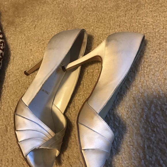 Bridal by Butter peep toe white satin shoes - Picture 3 of 5